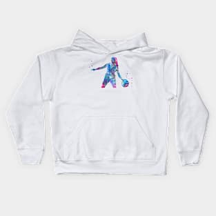 Girl Basketball Player With Ball Kids Hoodie